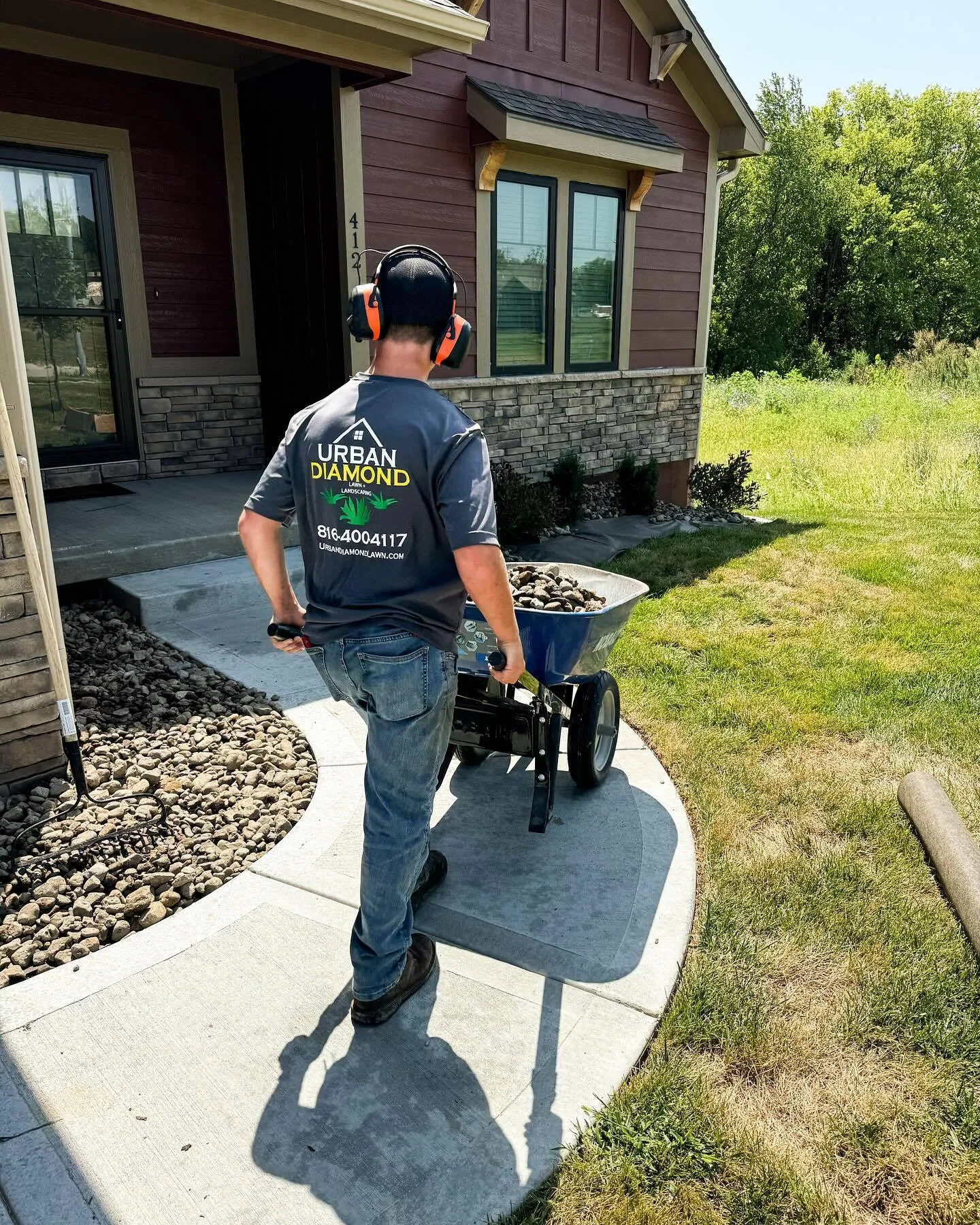 Professional landscaping equipment used by Urban Diamond